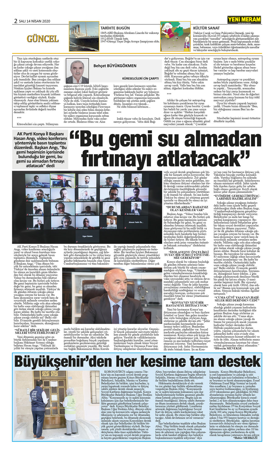 14 Nisan 2020 Yeni Meram Gazetesi