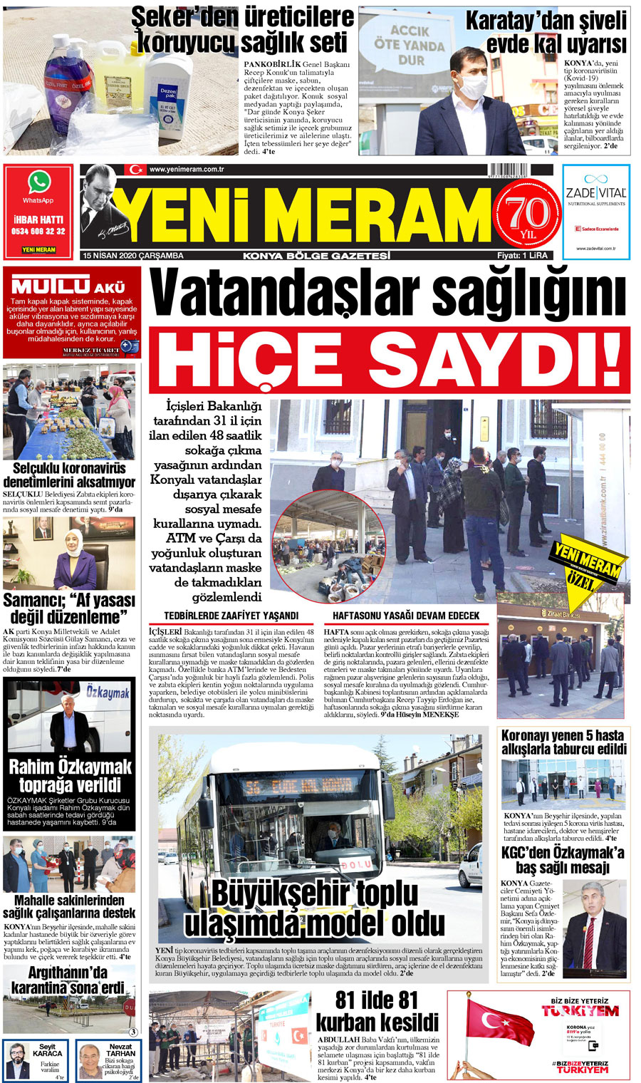 15 Nisan 2020 Yeni Meram Gazetesi