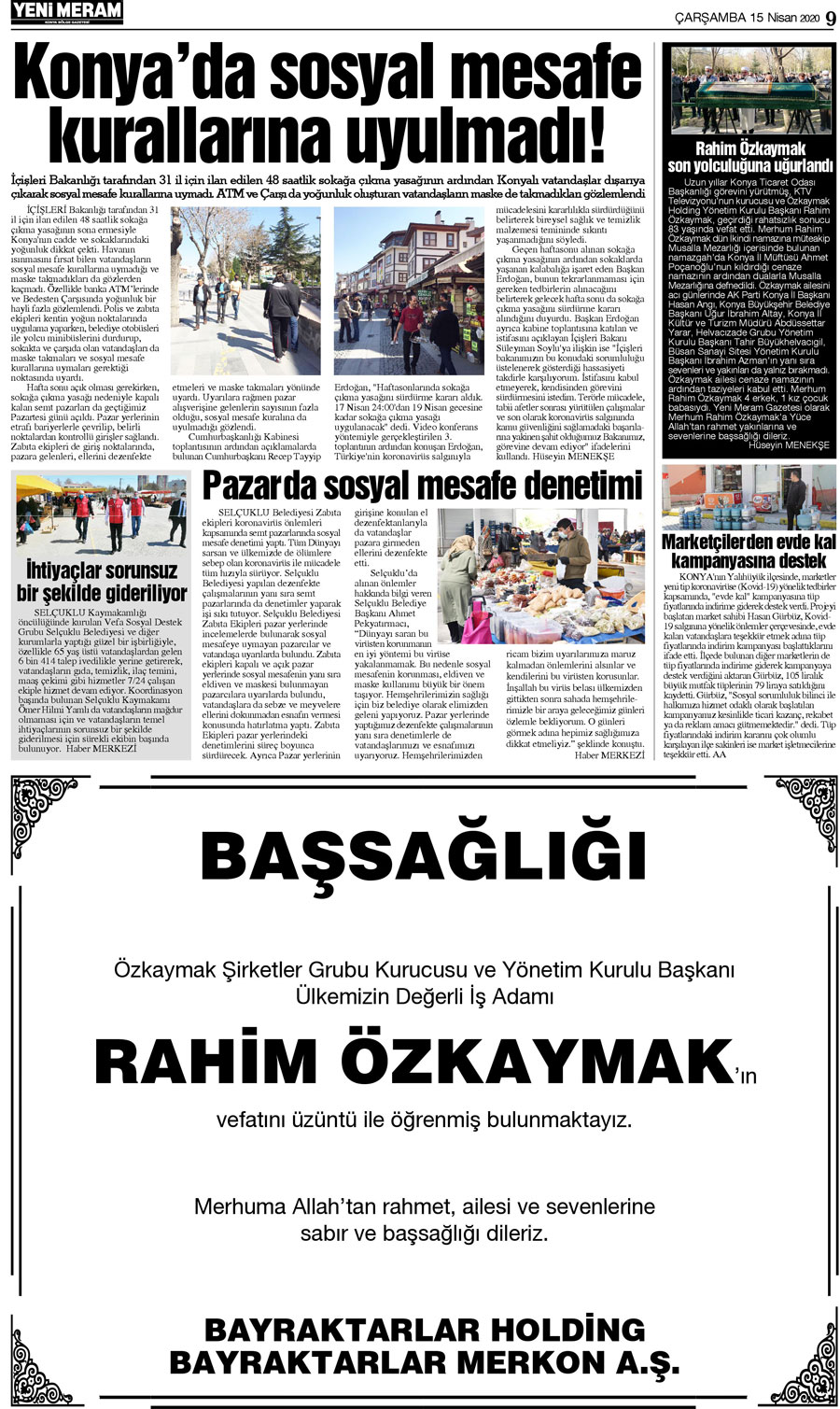 15 Nisan 2020 Yeni Meram Gazetesi