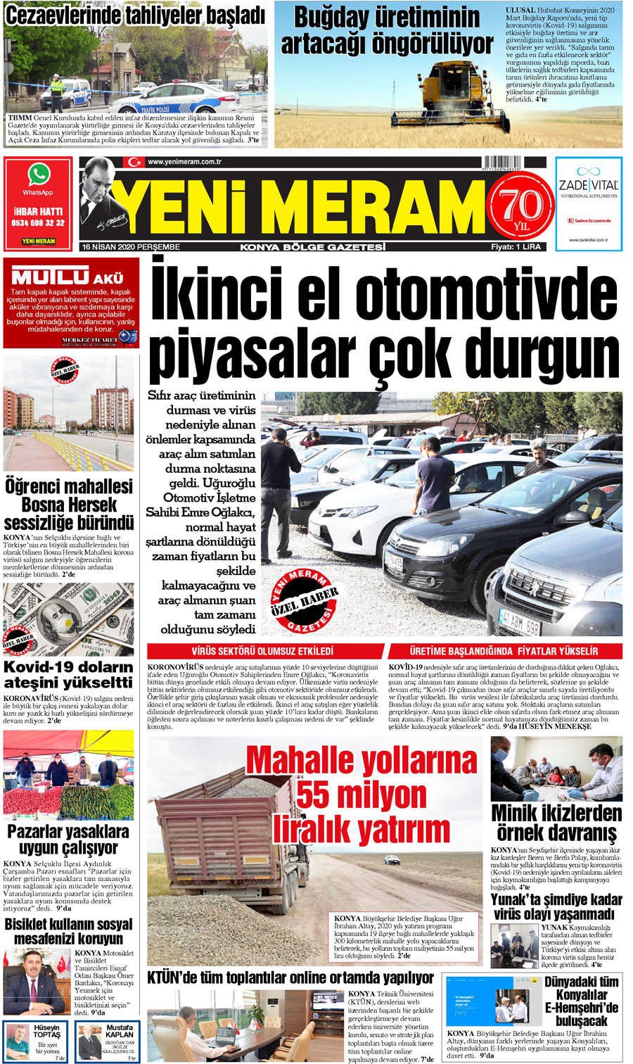 16 Nisan 2020 Yeni Meram Gazetesi