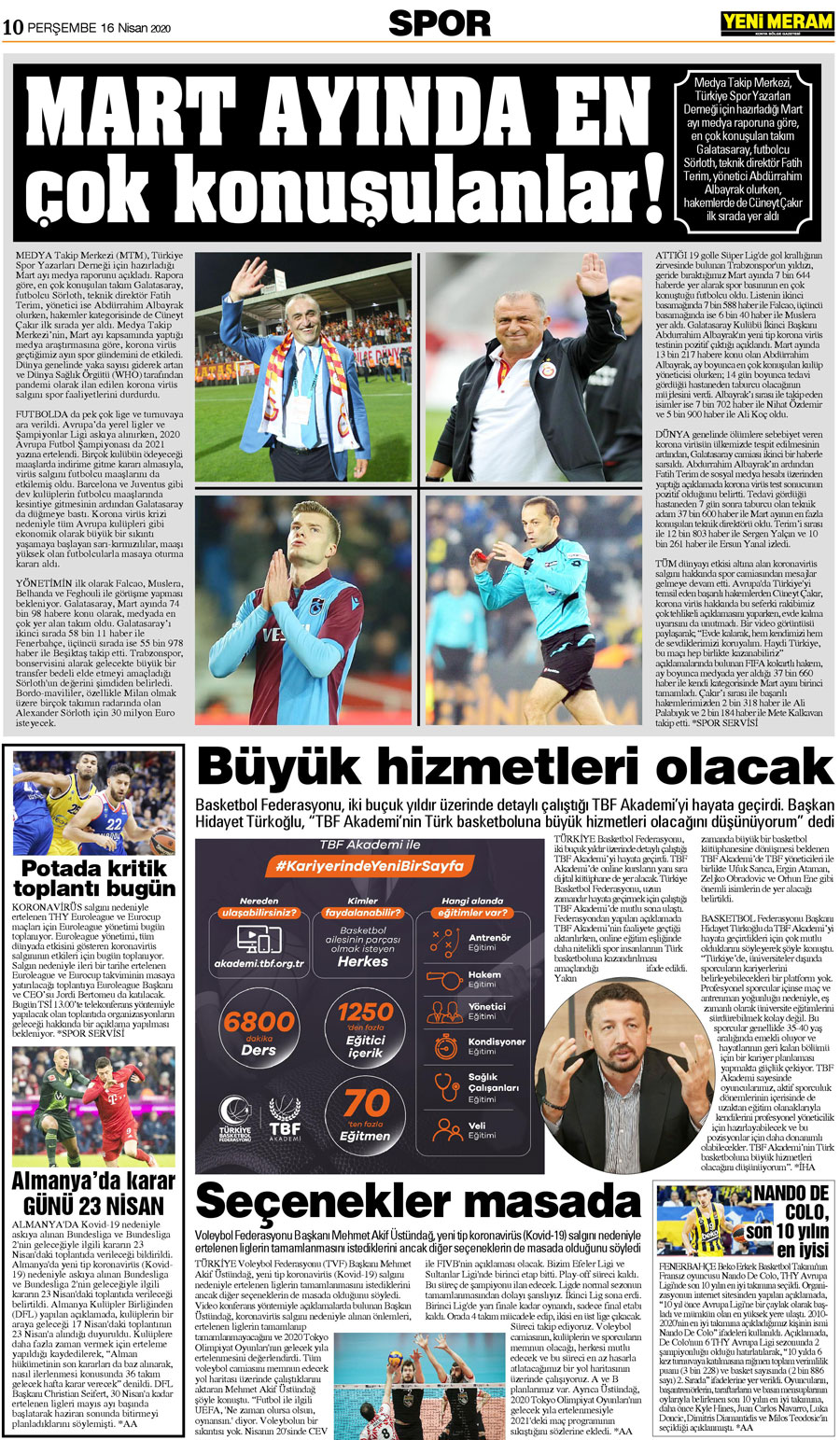 16 Nisan 2020 Yeni Meram Gazetesi