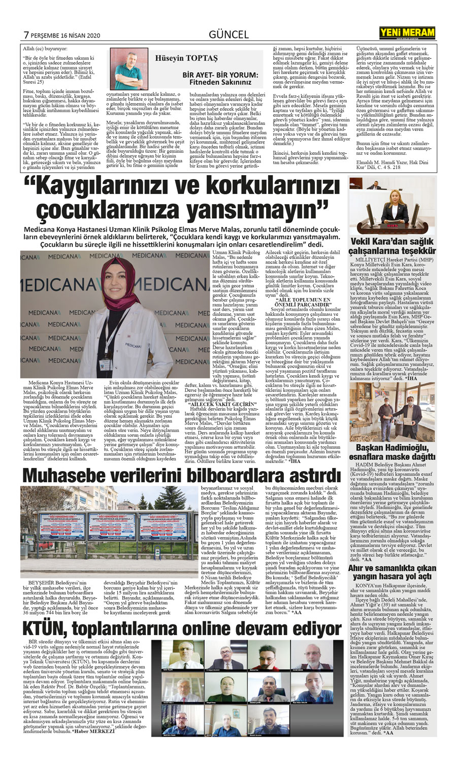 16 Nisan 2020 Yeni Meram Gazetesi