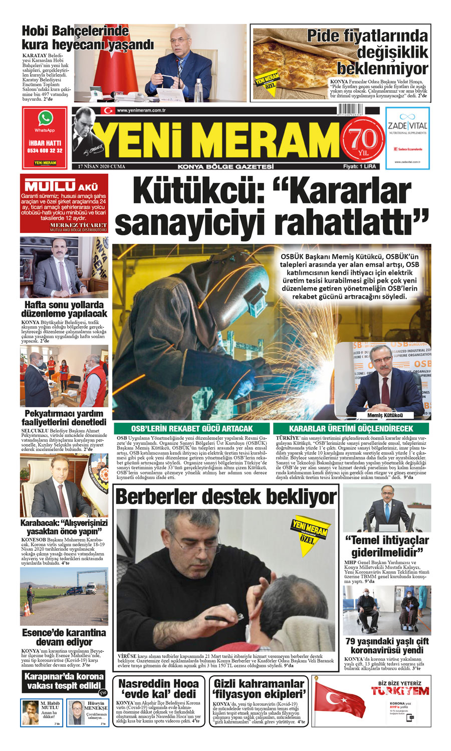 17 Nisan 2020 Yeni Meram Gazetesi