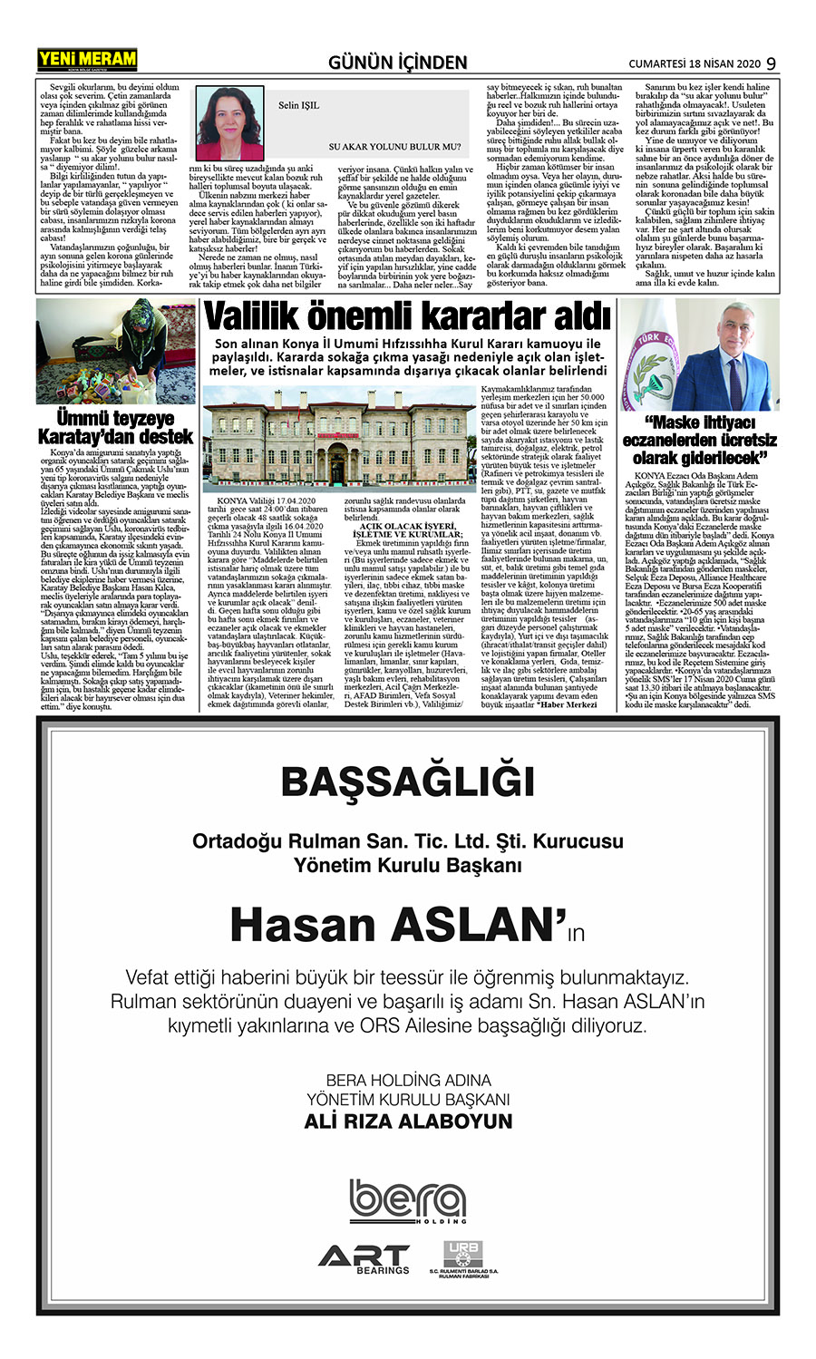 18 Nisan 2020 Yeni Meram Gazetesi