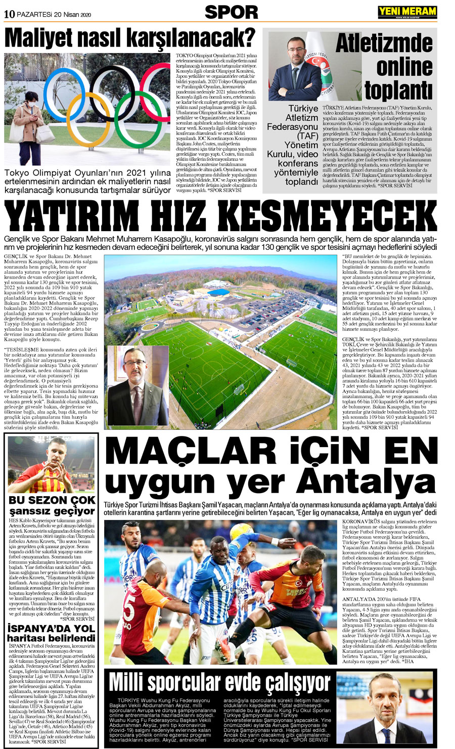 20 Nisan 2020 Yeni Meram Gazetesi