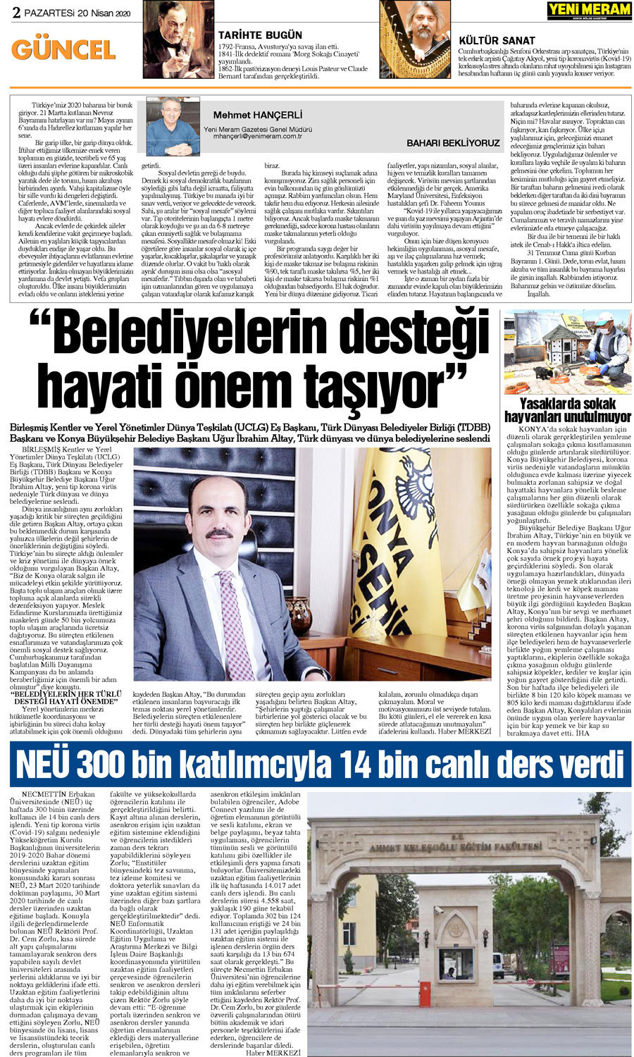 20 Nisan 2020 Yeni Meram Gazetesi