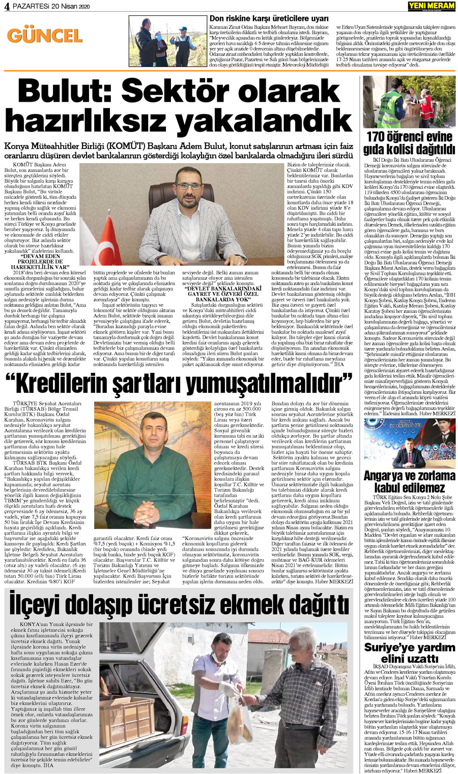 20 Nisan 2020 Yeni Meram Gazetesi