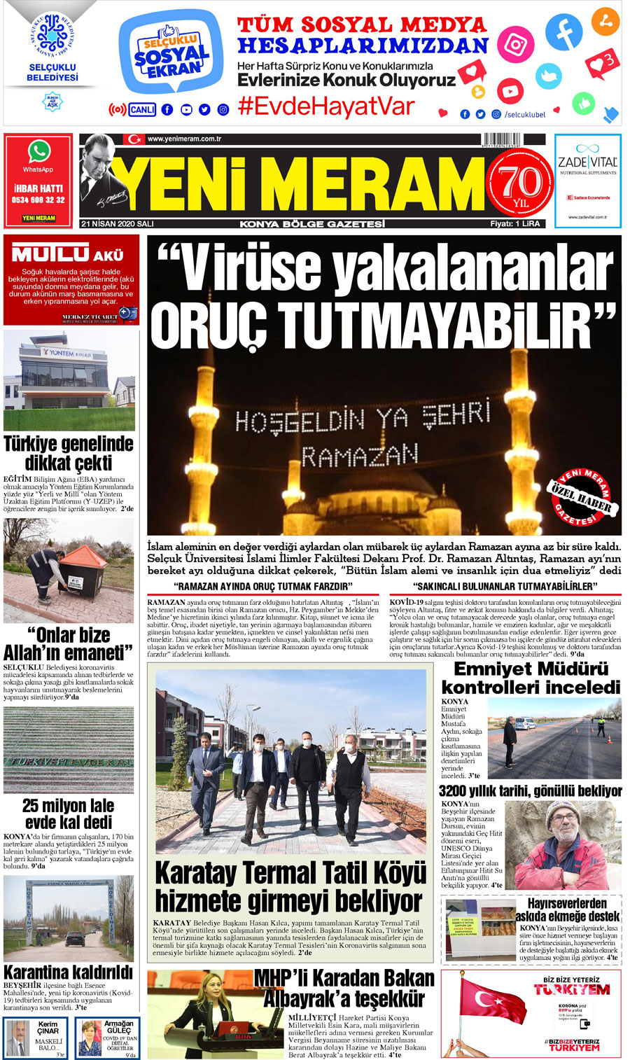 21 Nisan 2020 Yeni Meram Gazetesi