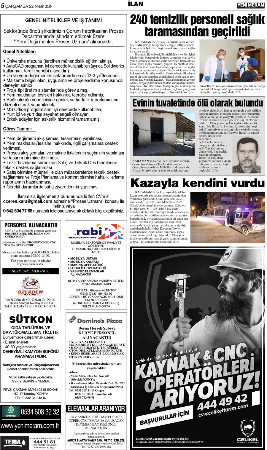 22 Nisan 2020 Yeni Meram Gazetesi