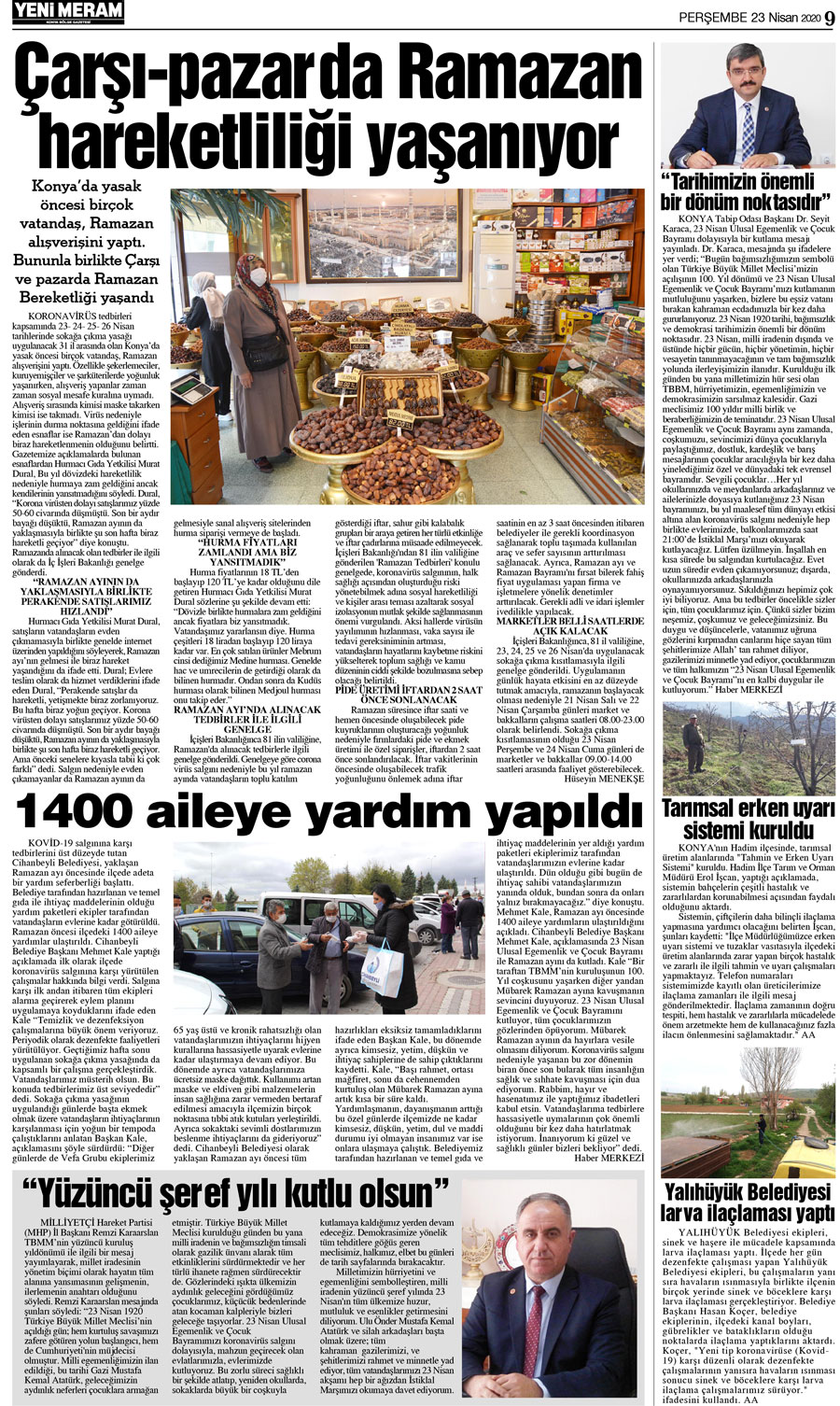 23 Nisan 2020 Yeni Meram Gazetesi