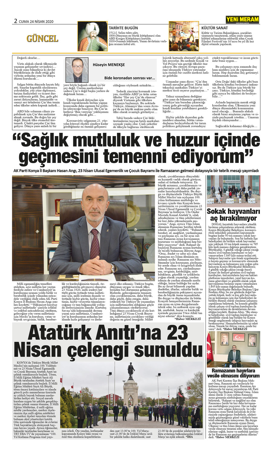 24 Nisan 2020 Yeni Meram Gazetesi