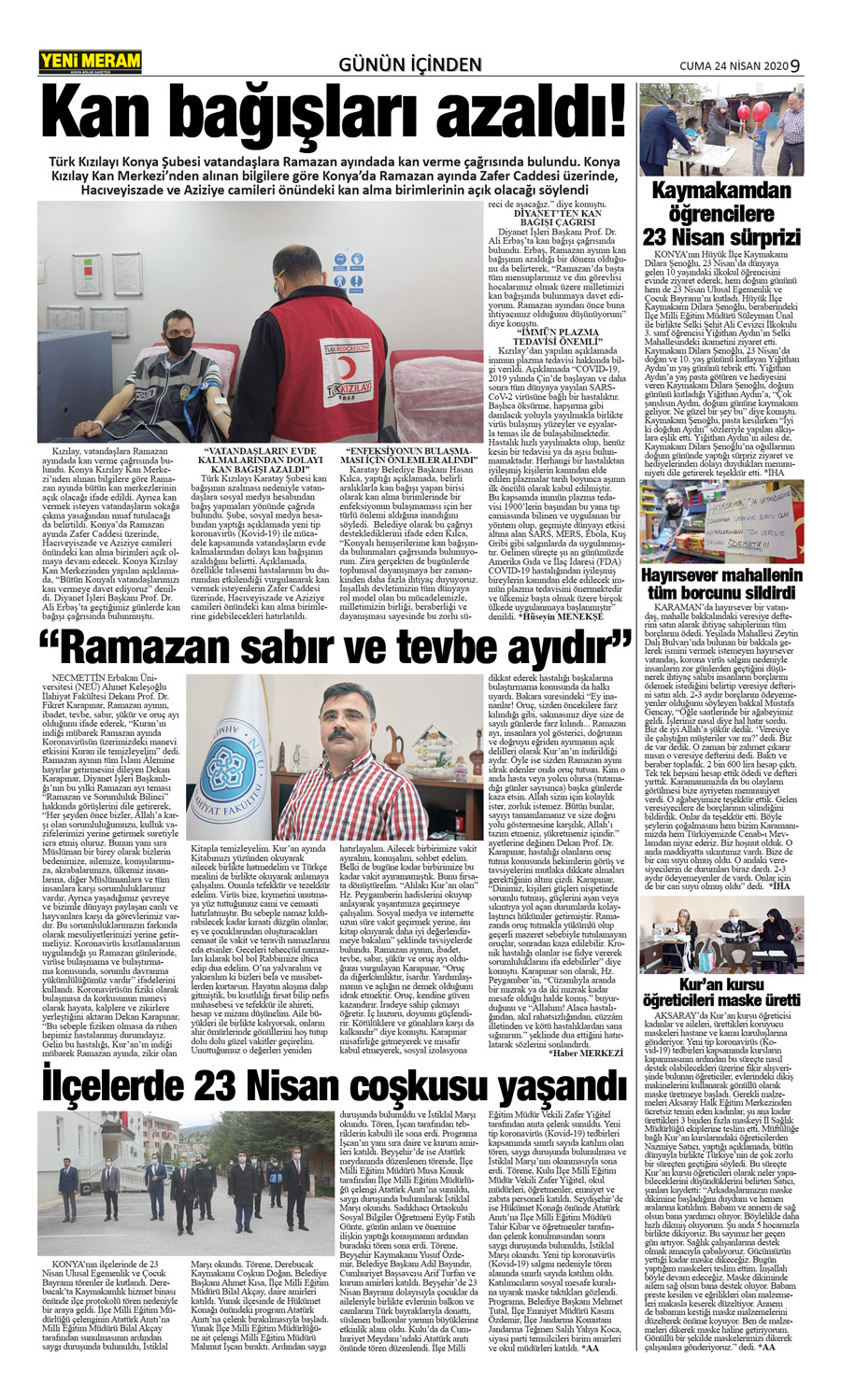 24 Nisan 2020 Yeni Meram Gazetesi