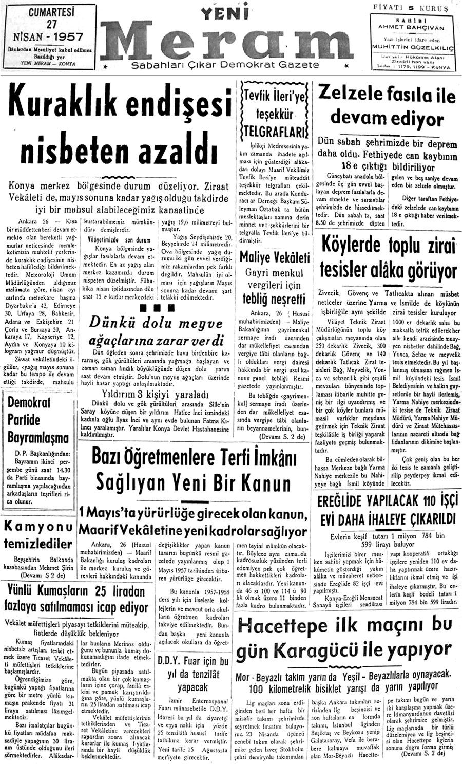 27 Nisan 2020 Yeni Meram Gazetesi