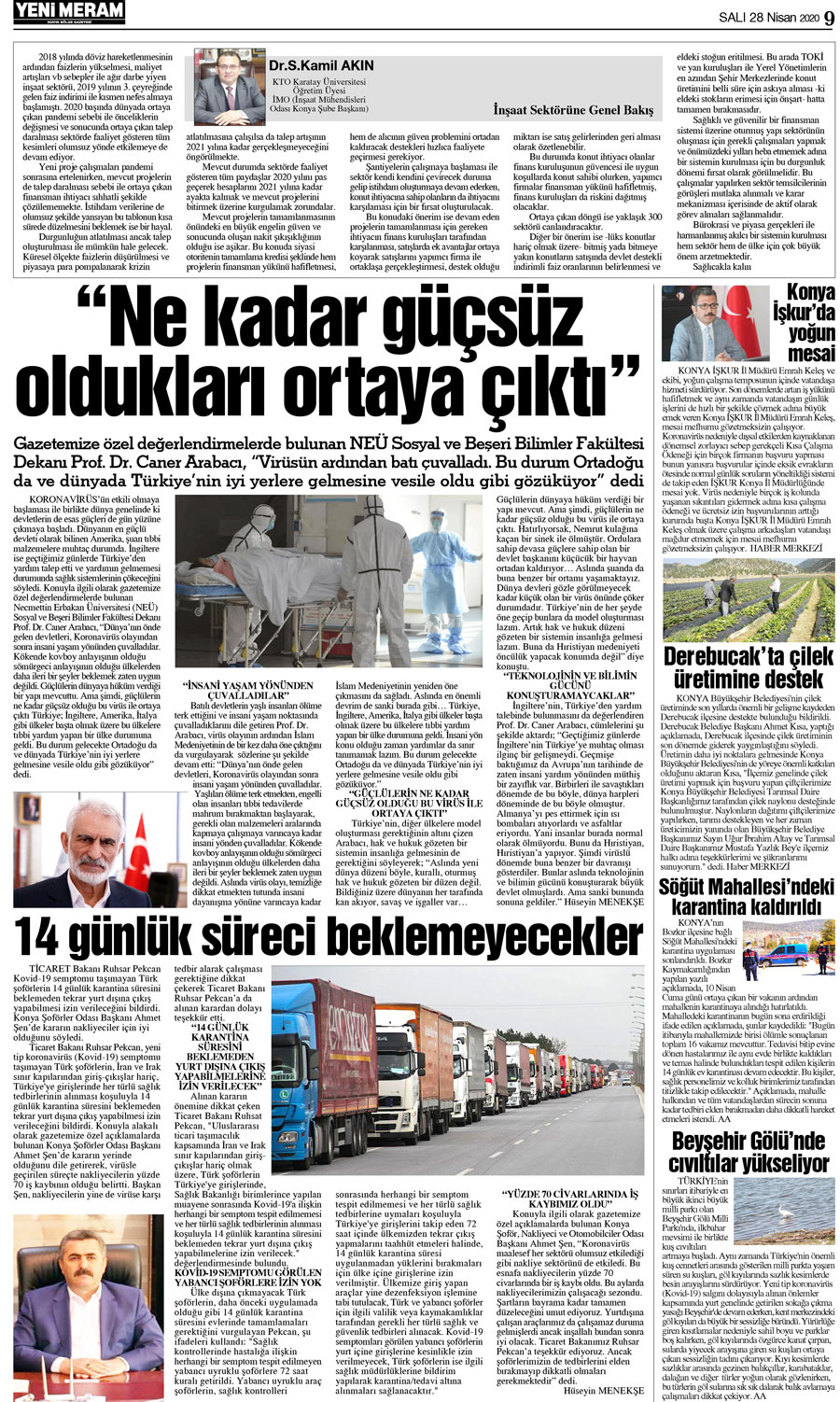 28 Nisan 2020 Yeni Meram Gazetesi