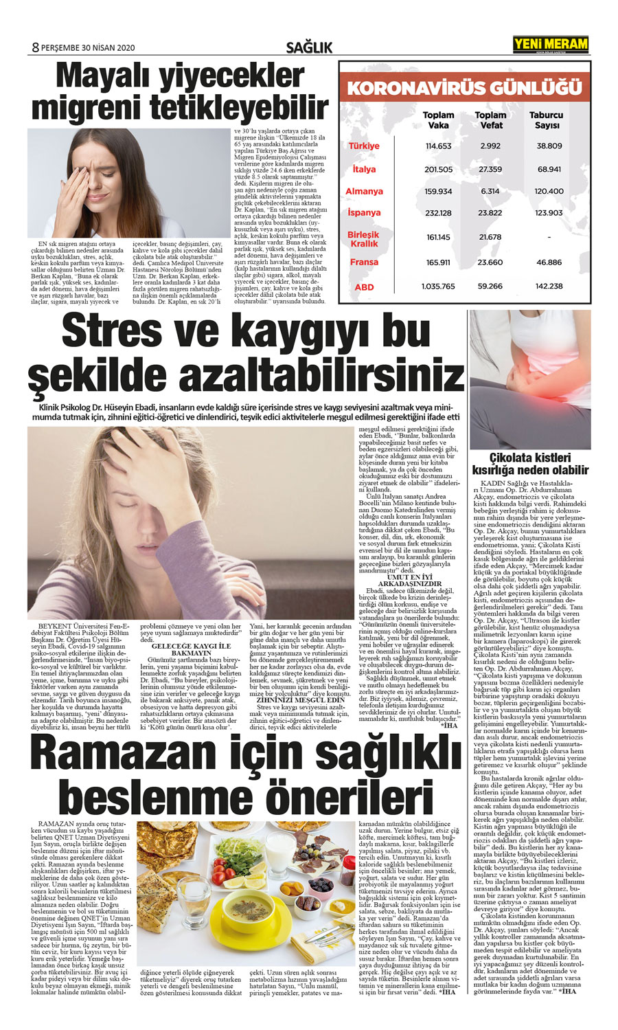 30 Nisan 2020 Yeni Meram Gazetesi