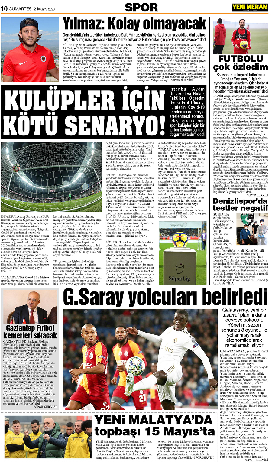 2 Mayıs 2020 Yeni Meram Gazetesi