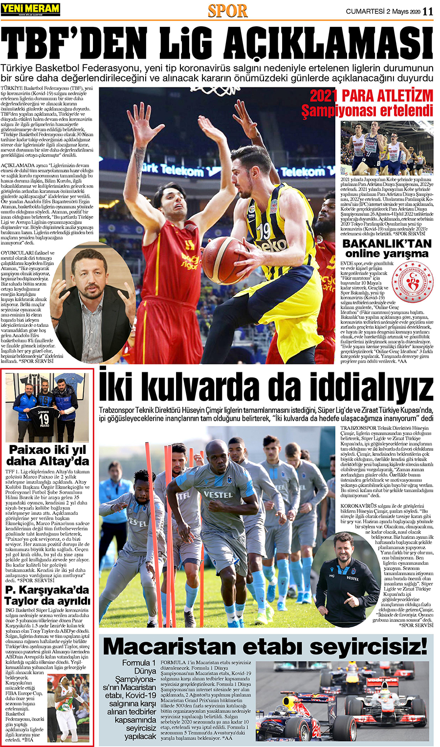 2 Mayıs 2020 Yeni Meram Gazetesi