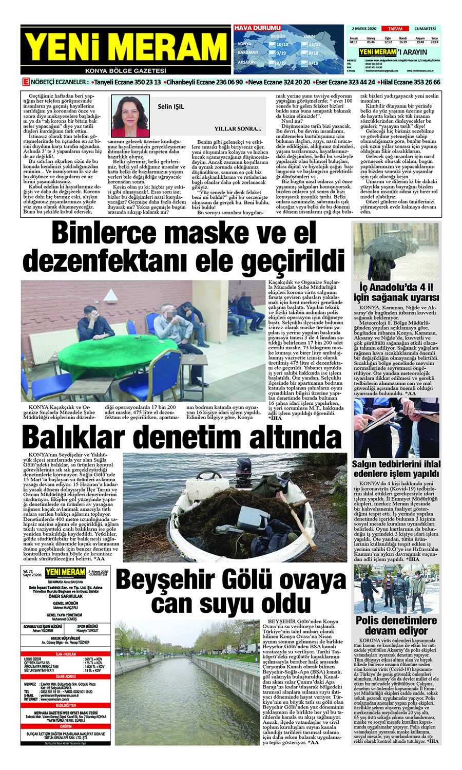 2 Mayıs 2020 Yeni Meram Gazetesi