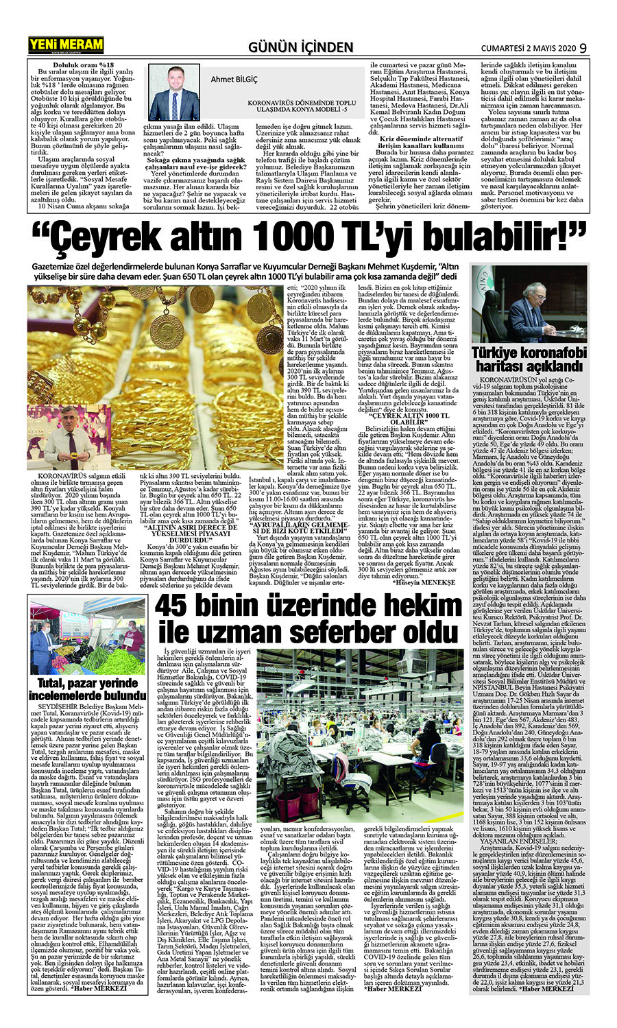 2 Mayıs 2020 Yeni Meram Gazetesi