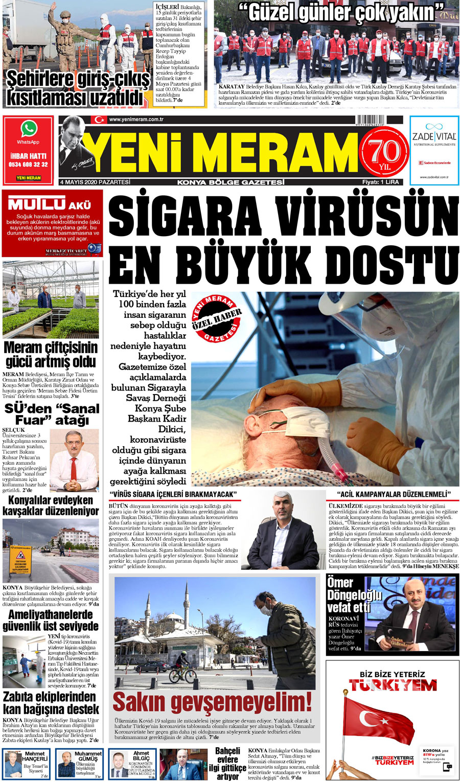 4 Mayıs 2020 Yeni Meram Gazetesi