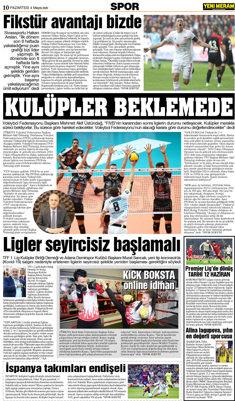 4 Mayıs 2020 Yeni Meram Gazetesi