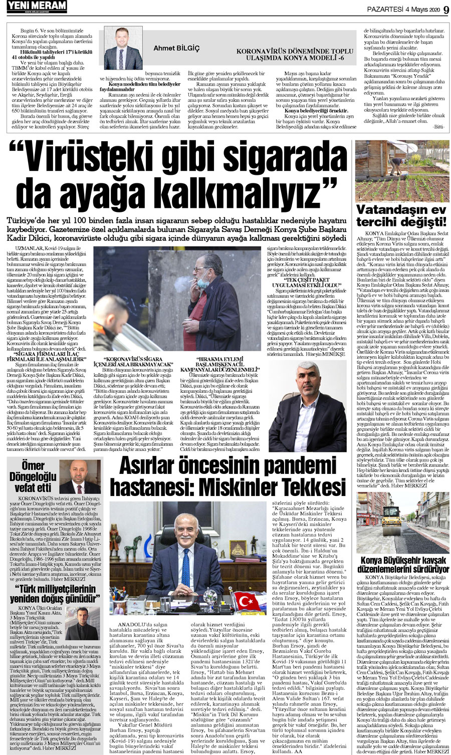 4 Mayıs 2020 Yeni Meram Gazetesi