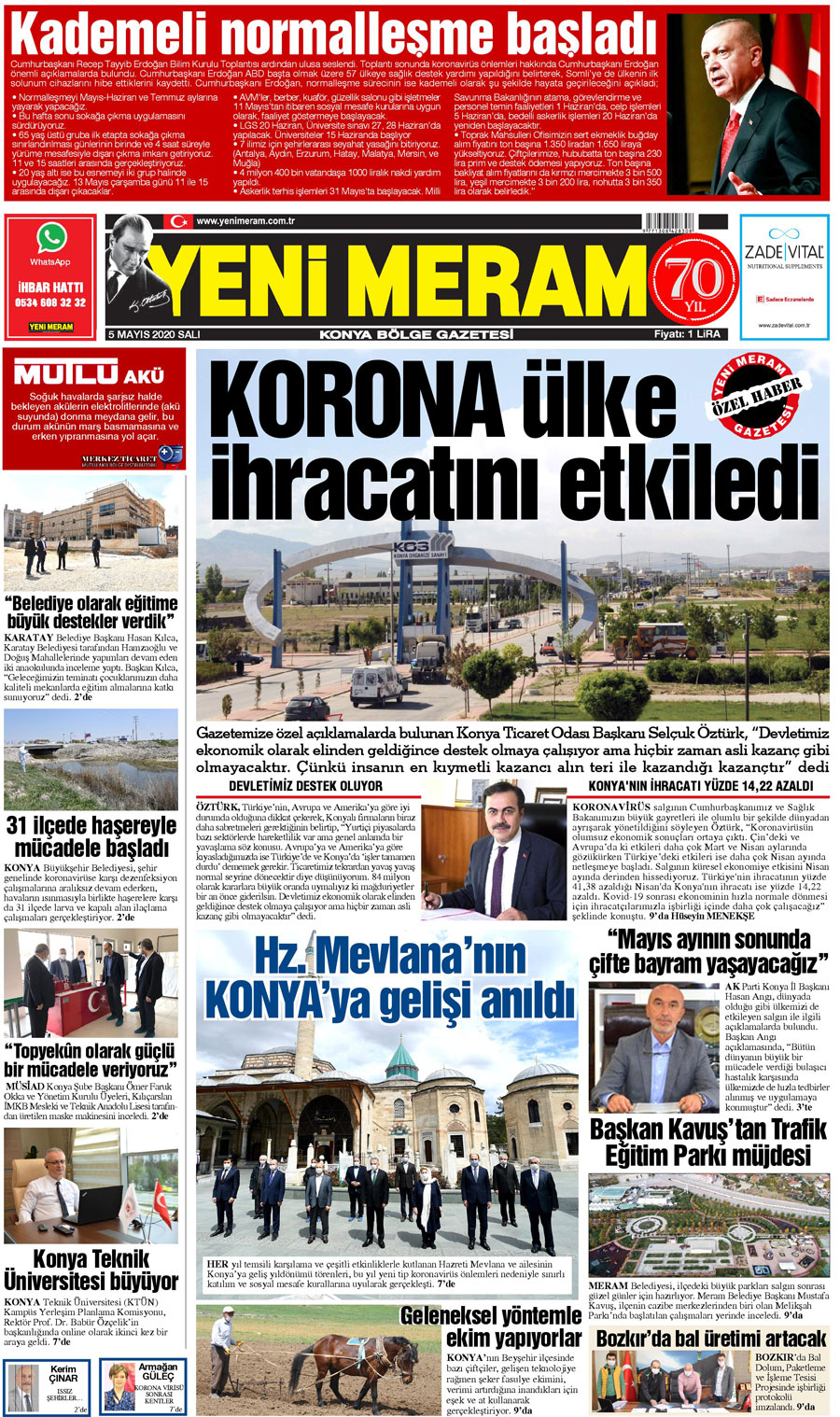 5 Mayıs 2020 Yeni Meram Gazetesi