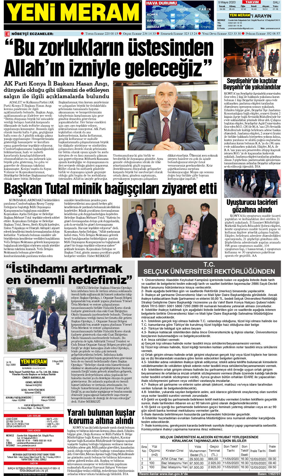 5 Mayıs 2020 Yeni Meram Gazetesi