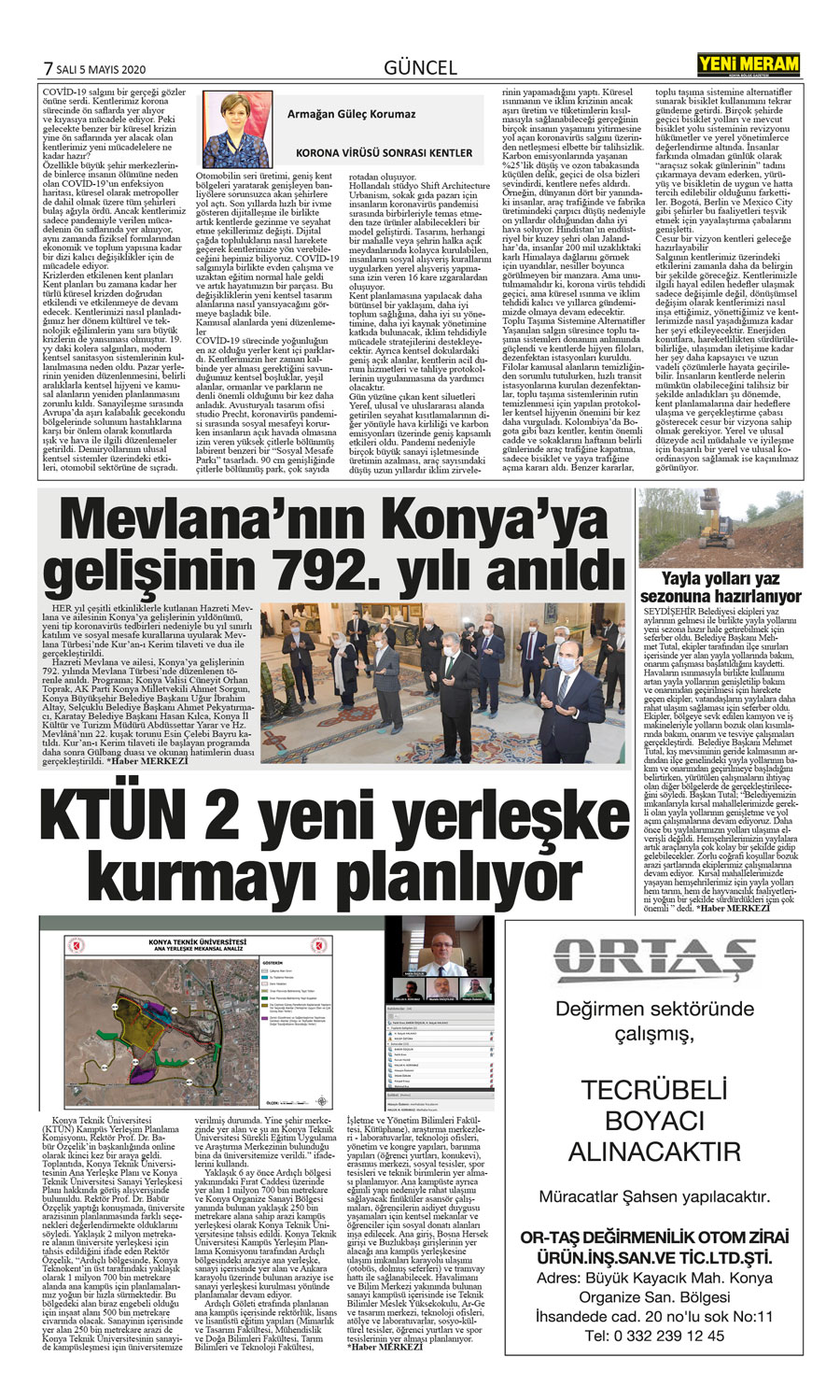 5 Mayıs 2020 Yeni Meram Gazetesi