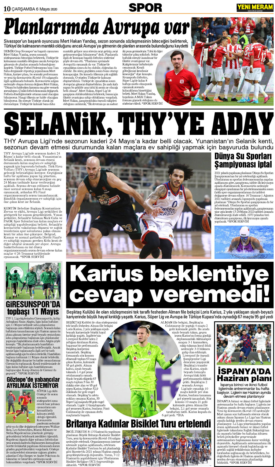 6 Mayıs 2020 Yeni Meram Gazetesi