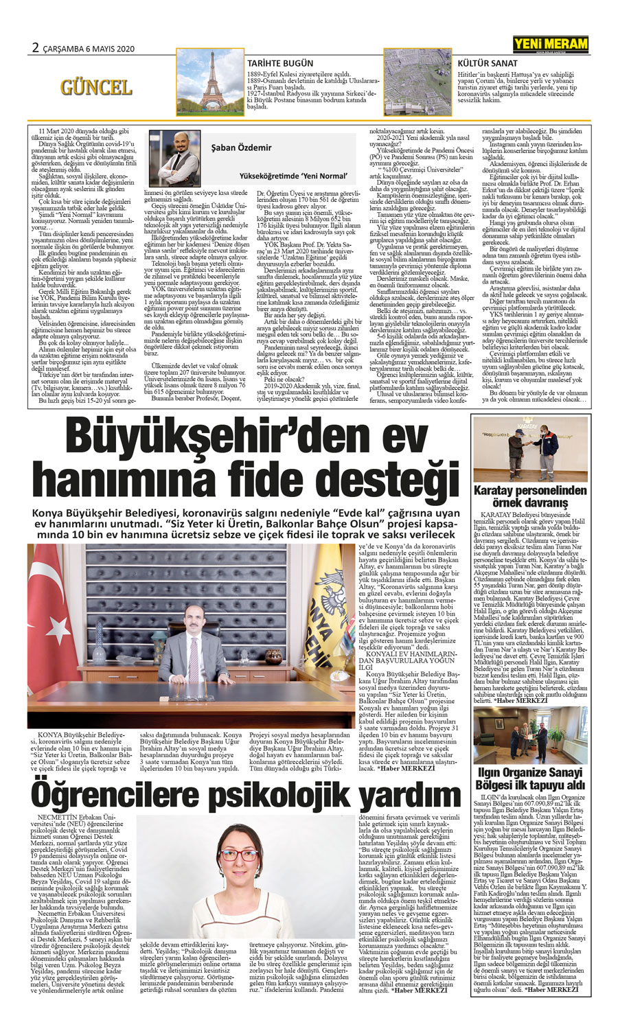 6 Mayıs 2020 Yeni Meram Gazetesi