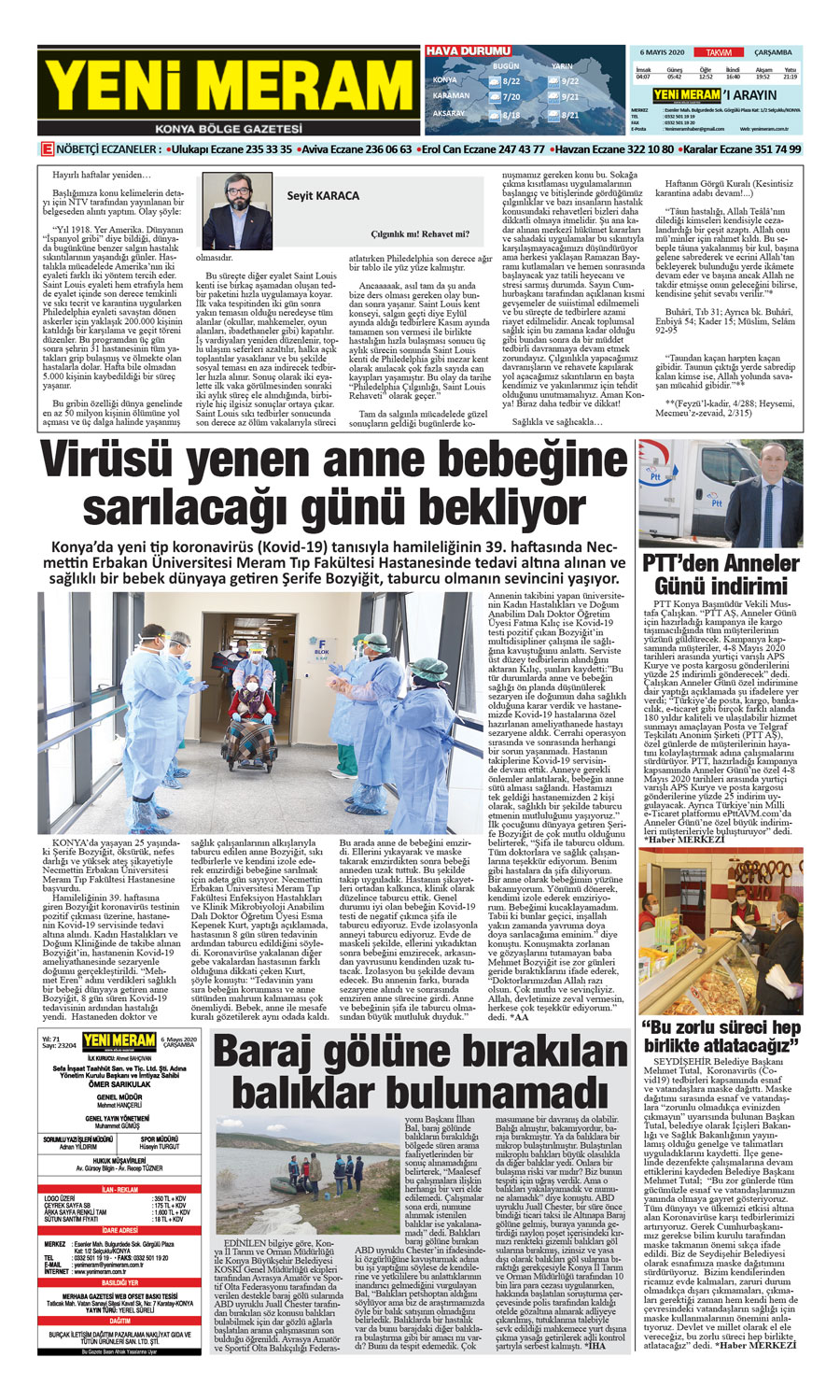 6 Mayıs 2020 Yeni Meram Gazetesi