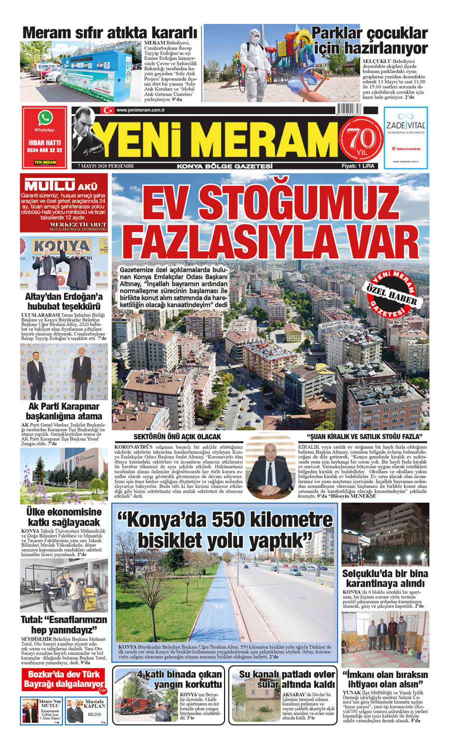 7 Mayıs 2020 Yeni Meram Gazetesi