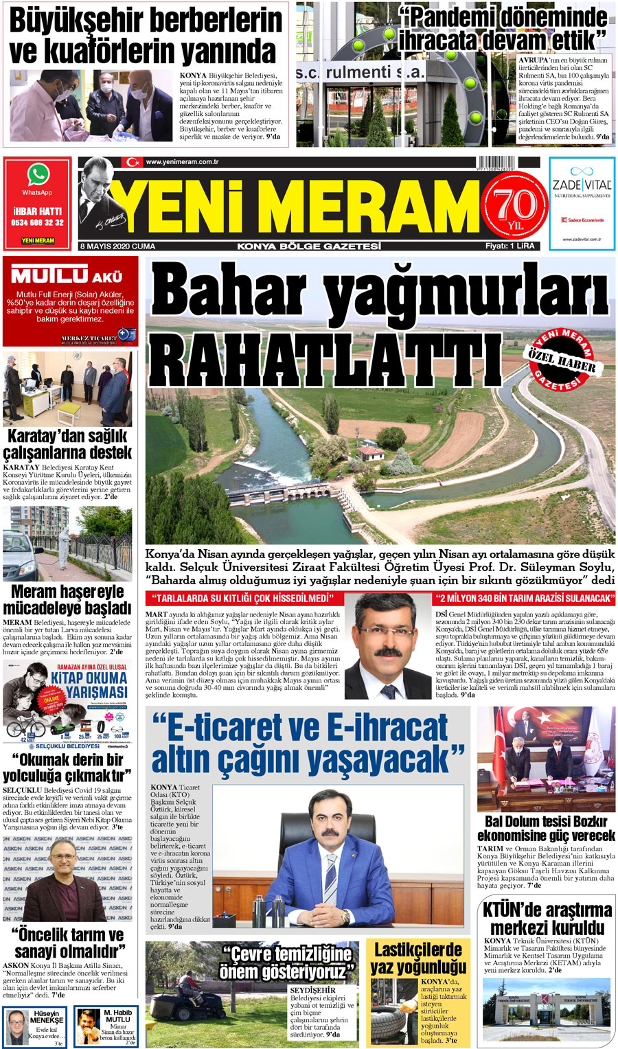 8 Mayıs 2020 Yeni Meram Gazetesi