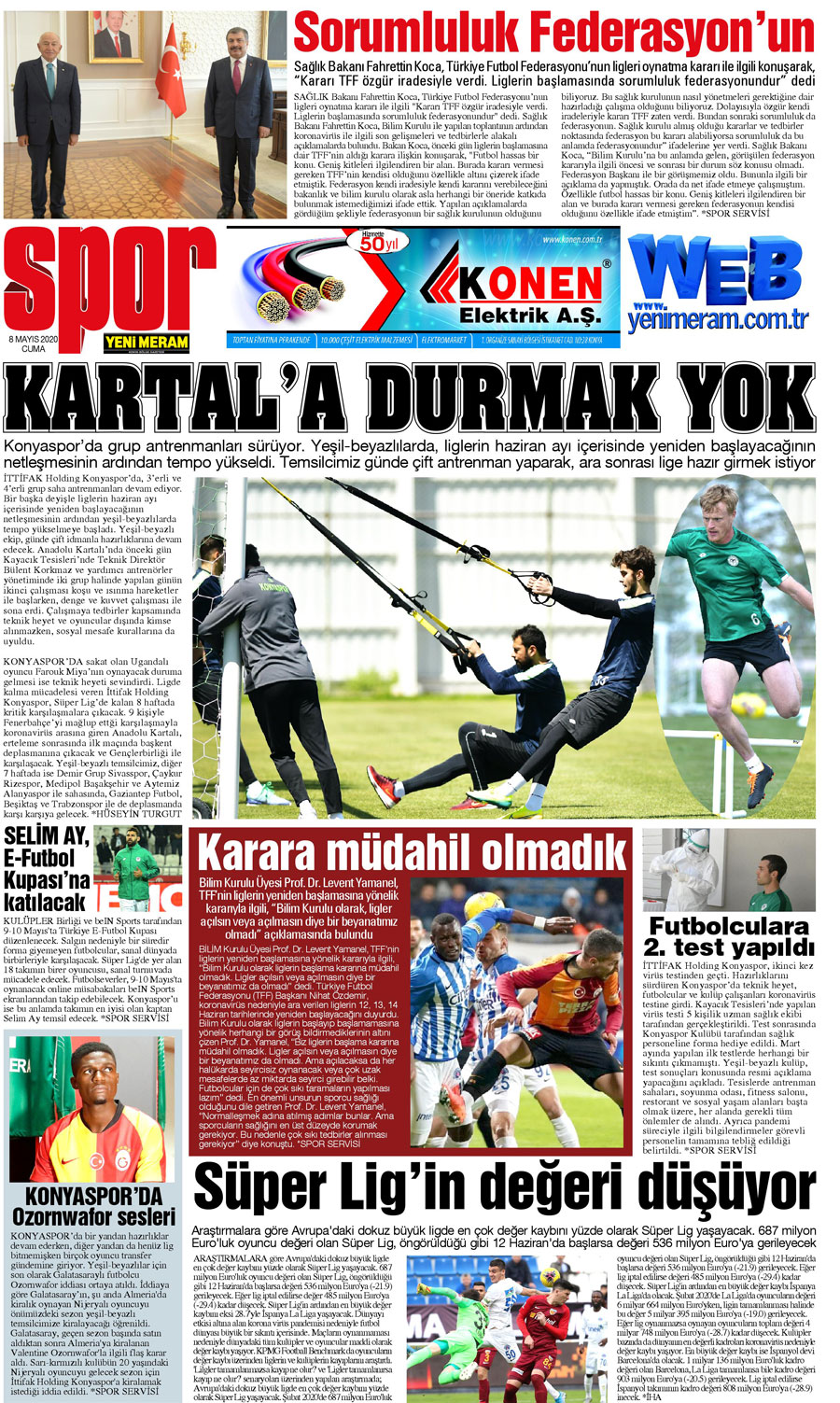 8 Mayıs 2020 Yeni Meram Gazetesi