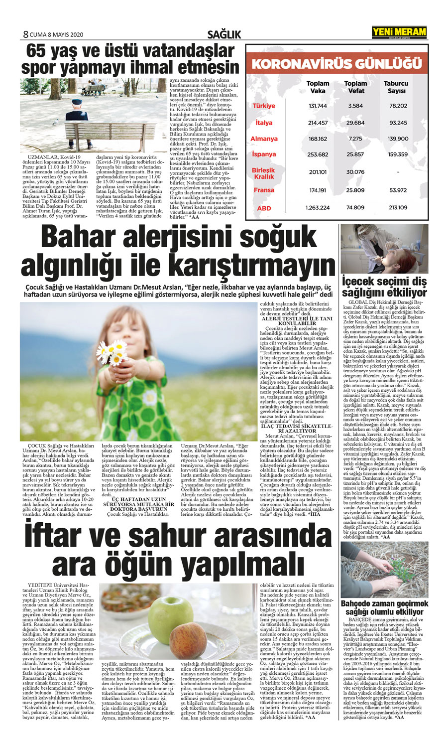 8 Mayıs 2020 Yeni Meram Gazetesi