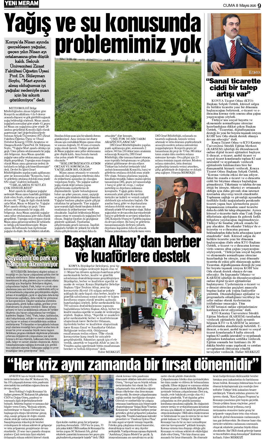 8 Mayıs 2020 Yeni Meram Gazetesi