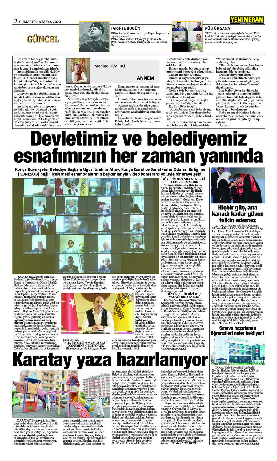 9 Mayıs 2020 Yeni Meram Gazetesi