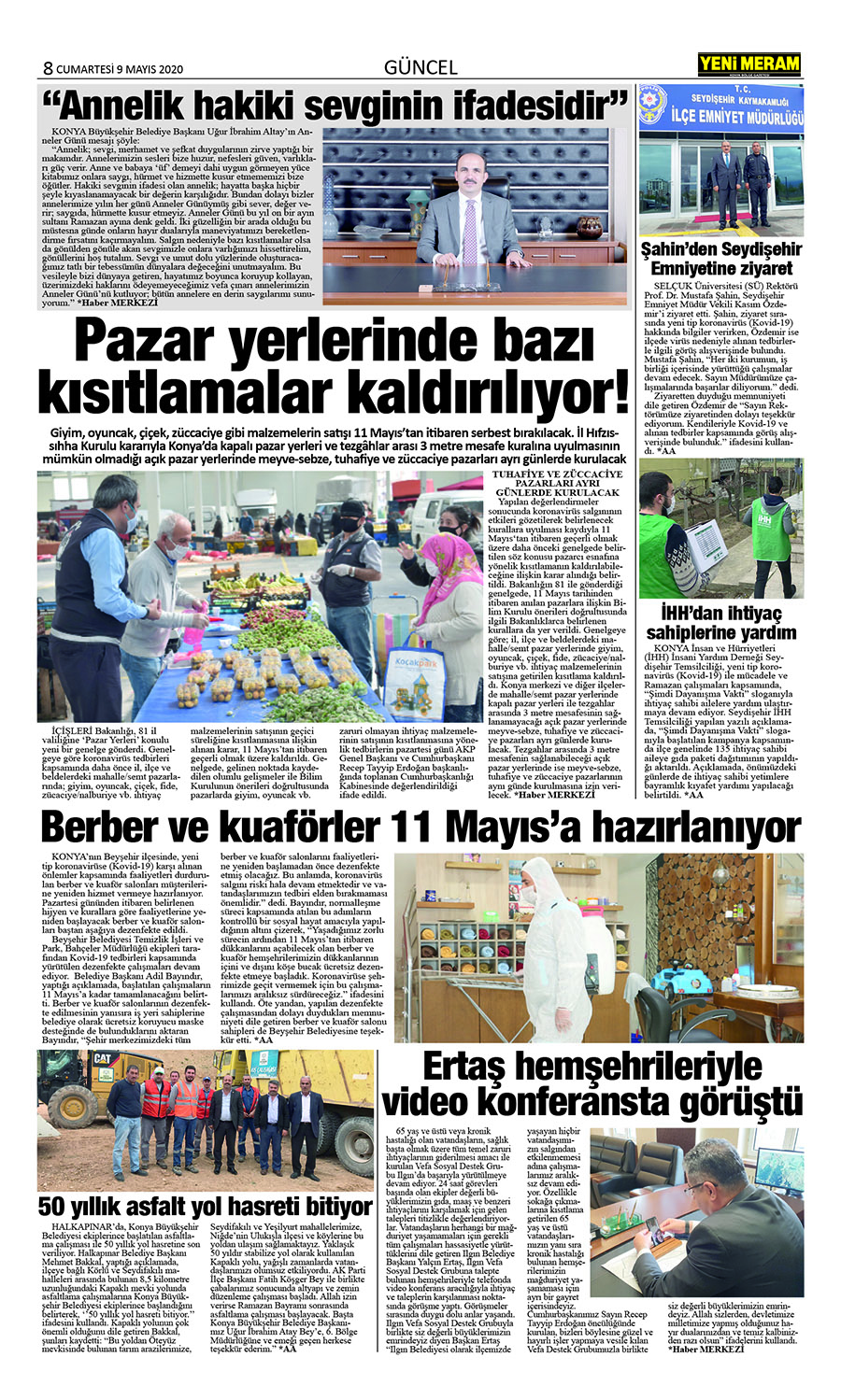 9 Mayıs 2020 Yeni Meram Gazetesi