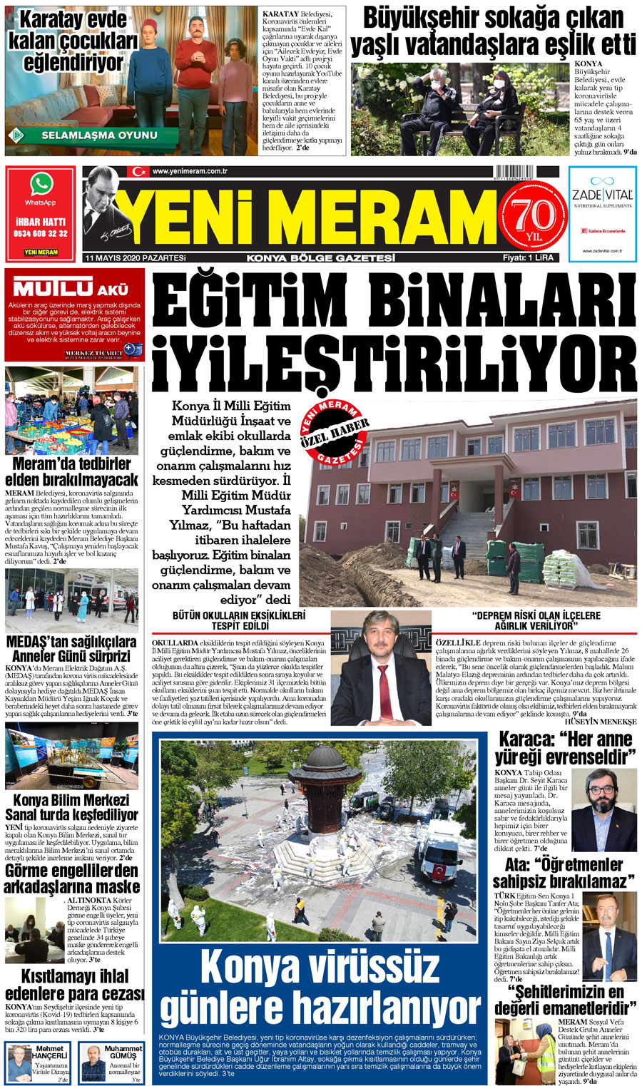 11 Mayıs 2020 Yeni Meram Gazetesi