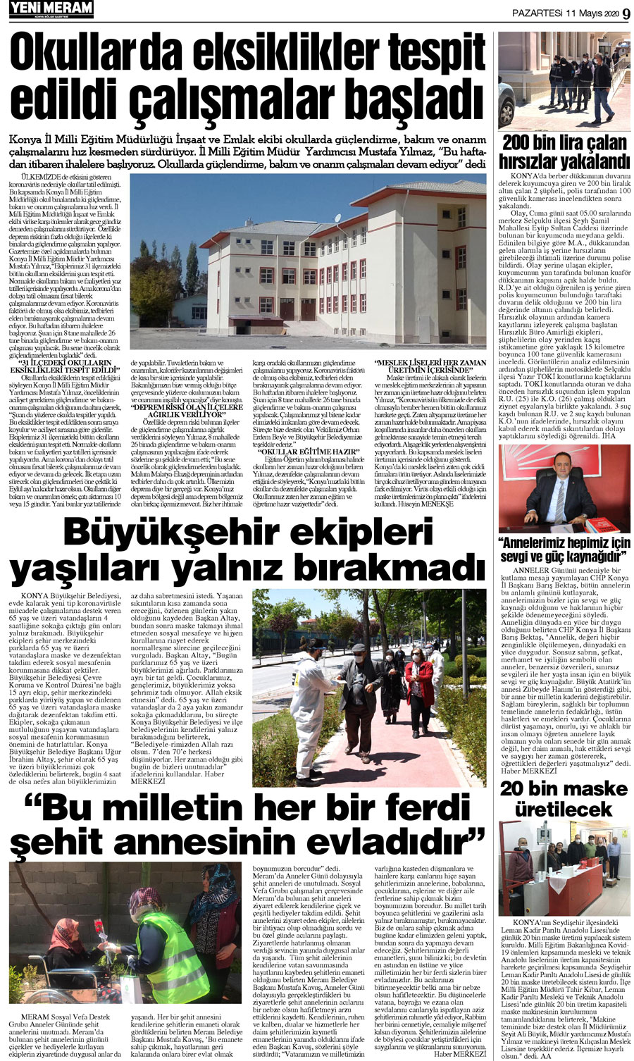 11 Mayıs 2020 Yeni Meram Gazetesi