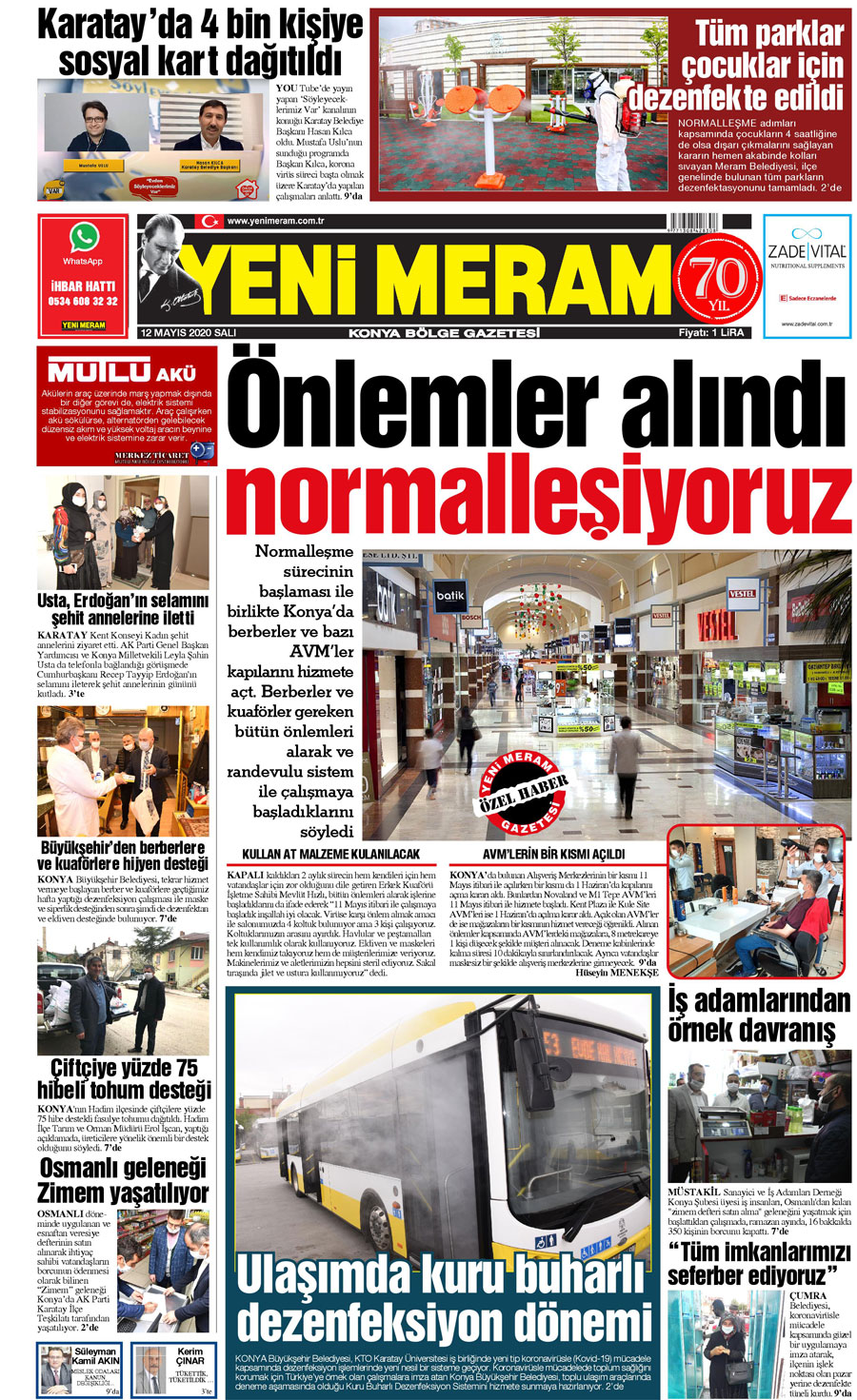 12 Mayıs 2020 Yeni Meram Gazetesi