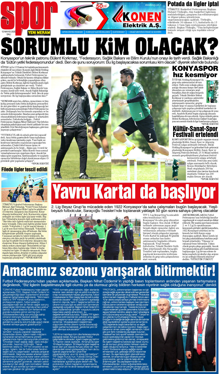 12 Mayıs 2020 Yeni Meram Gazetesi