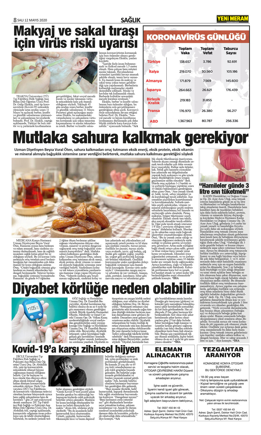 12 Mayıs 2020 Yeni Meram Gazetesi