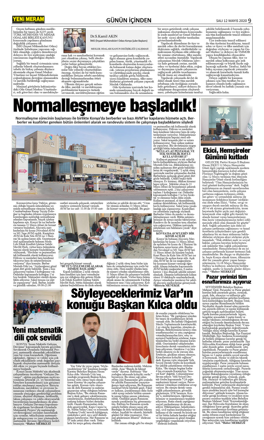 12 Mayıs 2020 Yeni Meram Gazetesi