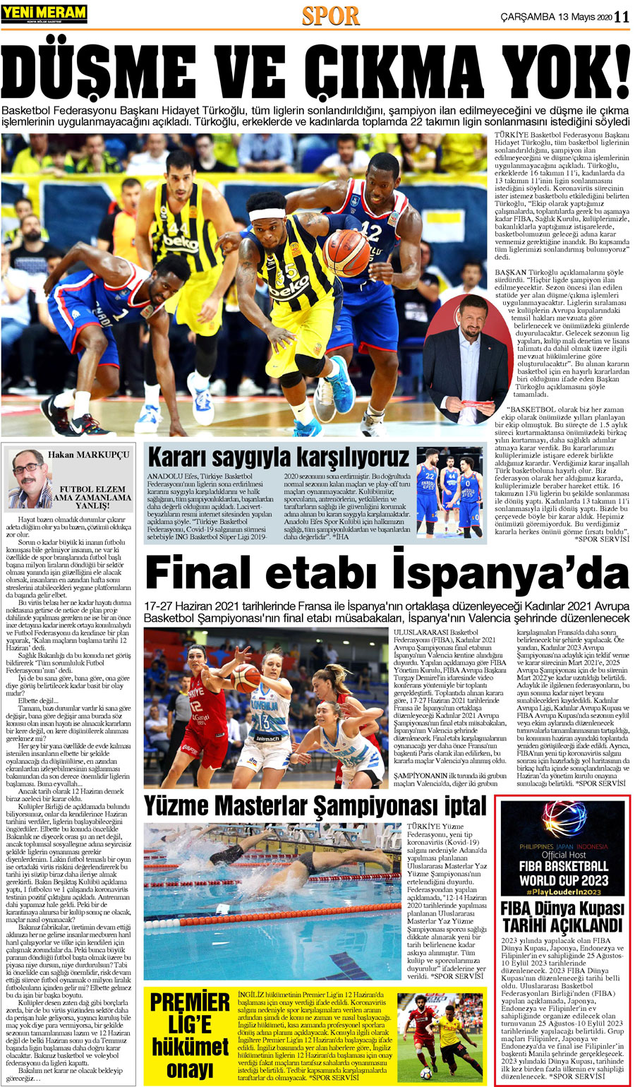 13 Mayıs 2020 Yeni Meram Gazetesi