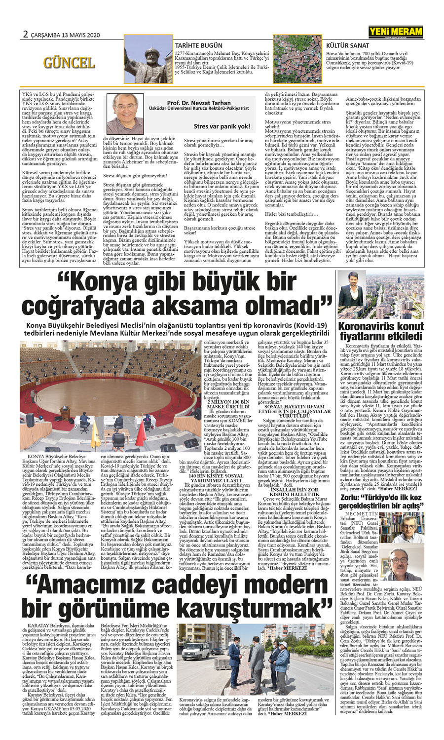 13 Mayıs 2020 Yeni Meram Gazetesi