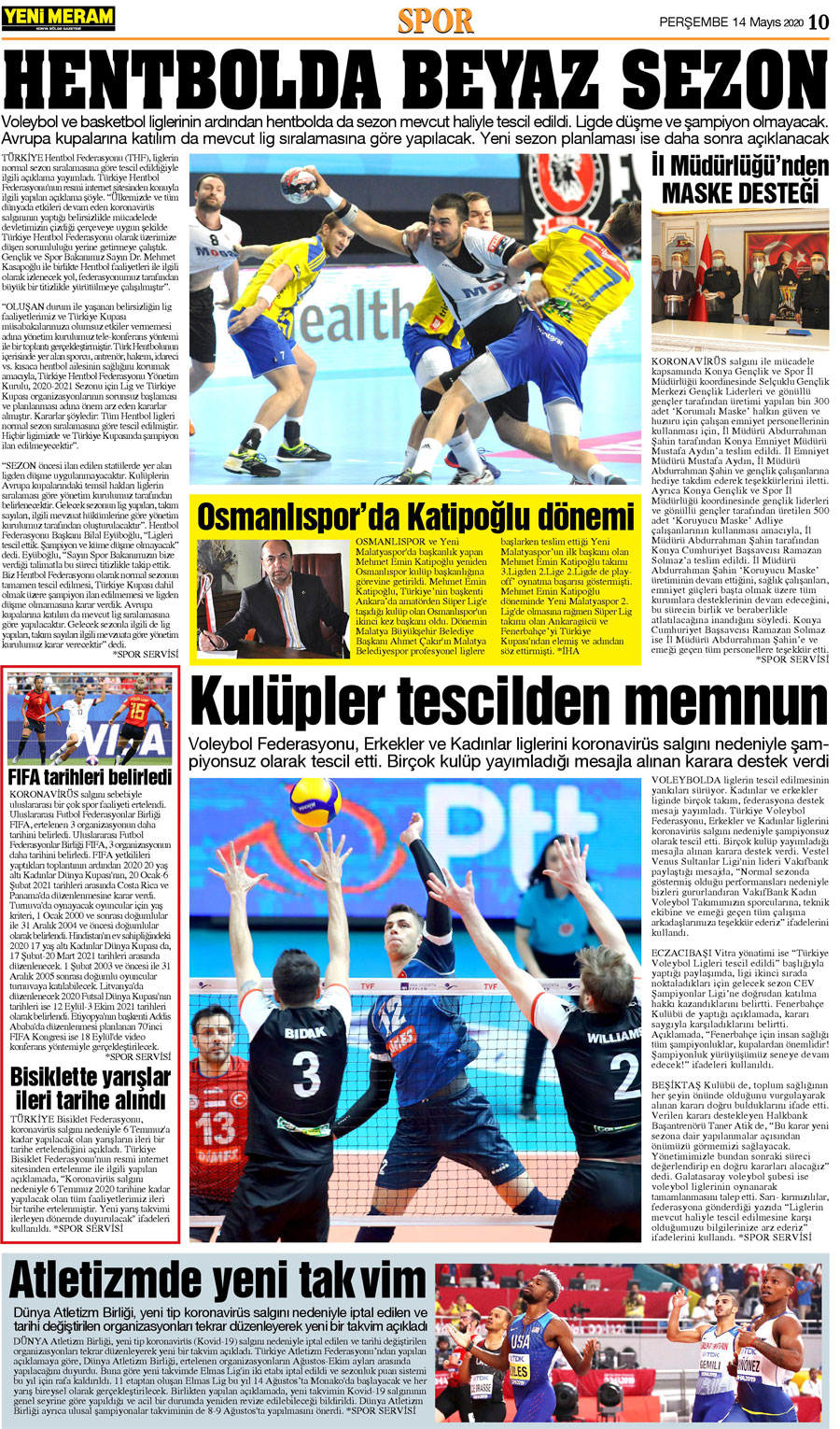 14 Mayıs 2020 Yeni Meram Gazetesi