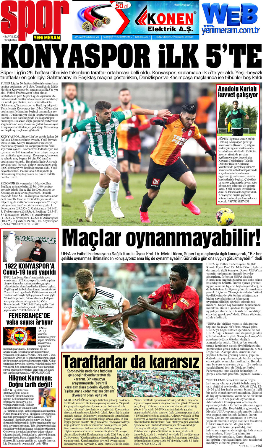 14 Mayıs 2020 Yeni Meram Gazetesi