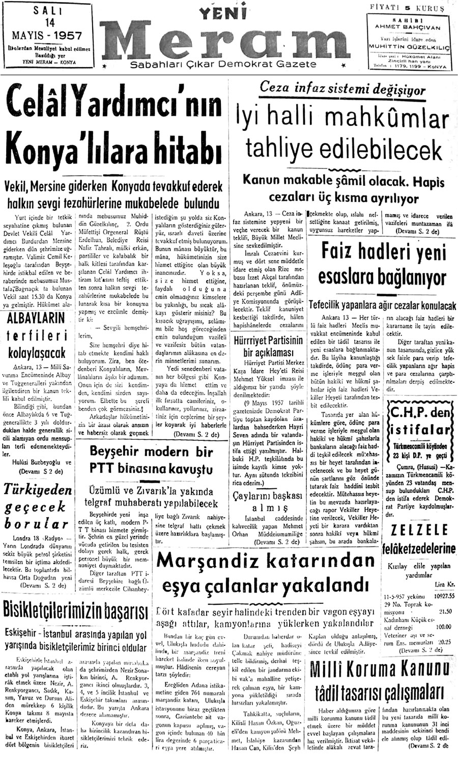 14 Mayıs 2020 Yeni Meram Gazetesi